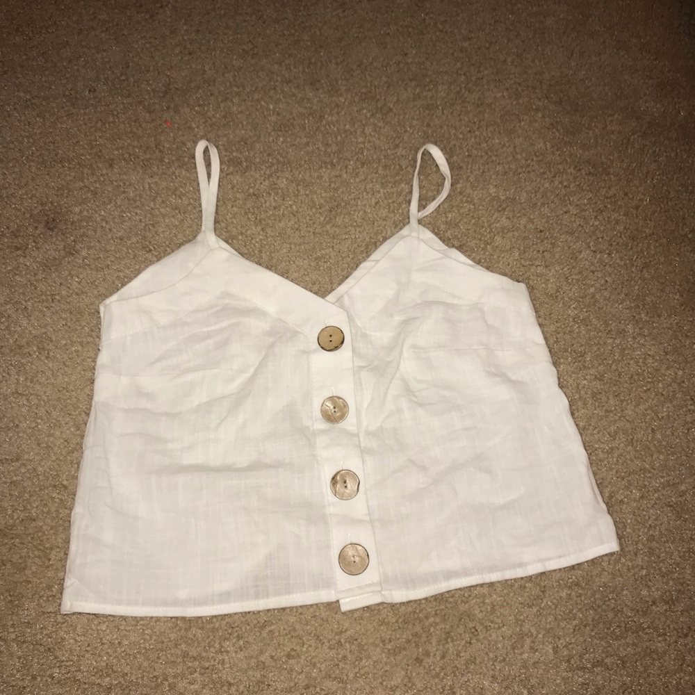 White button up tank top